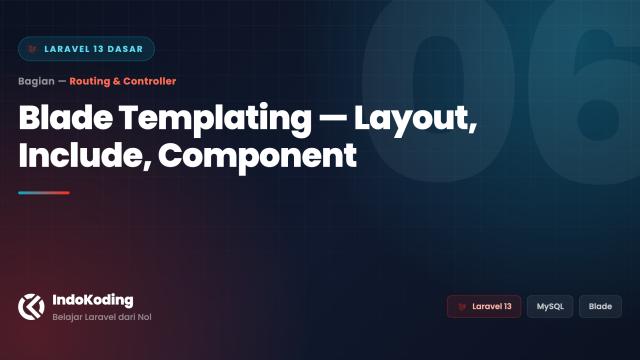 Blade Templating Dasar — Layout, Include, dan Component
