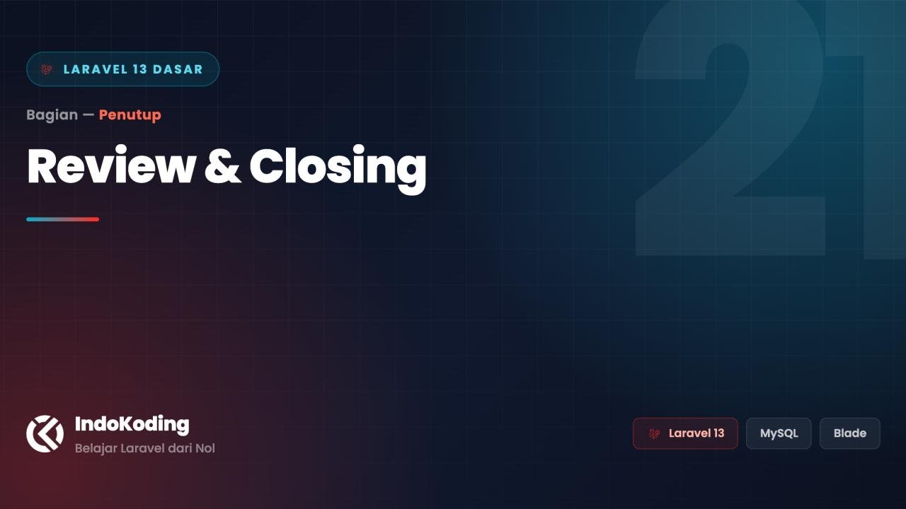 Review & Closing — Rangkuman Seri Laravel 13 Dasar