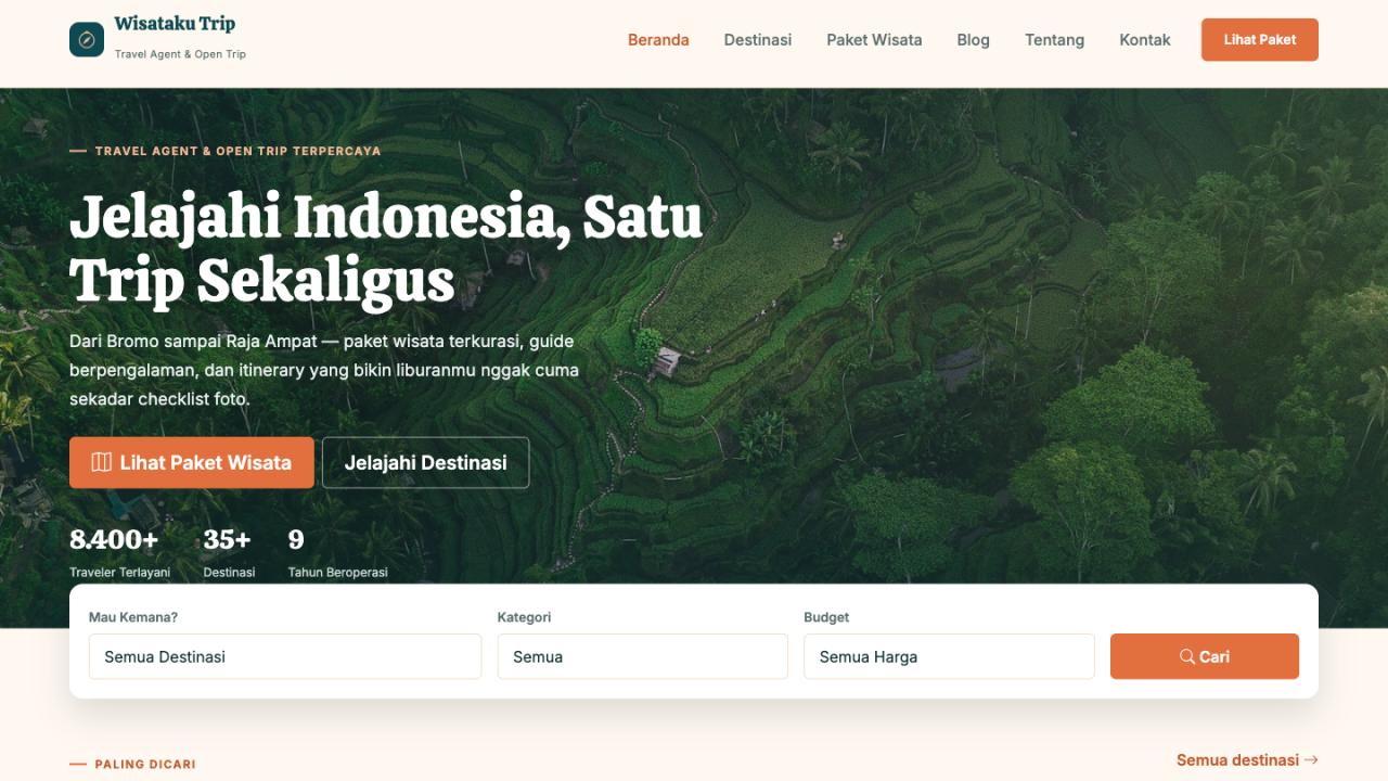 Wisataku – Template Travel Agent & Open Trip