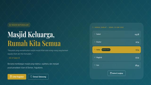 MasjidKu WordPress – Theme Website Masjid dengan Jadwal Sholat Live & Donasi Online